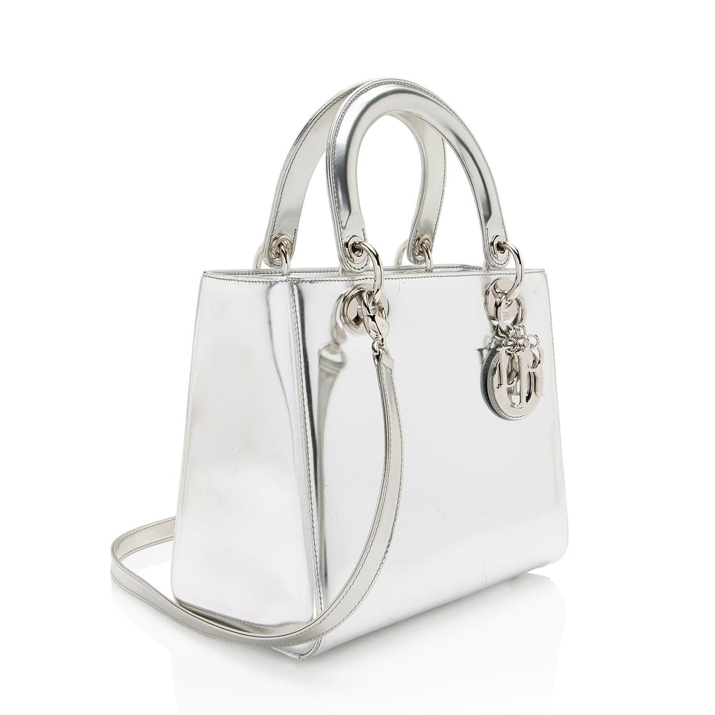 Dior Metallic 1:1 Rep Leather Lady Dior Medium Tote