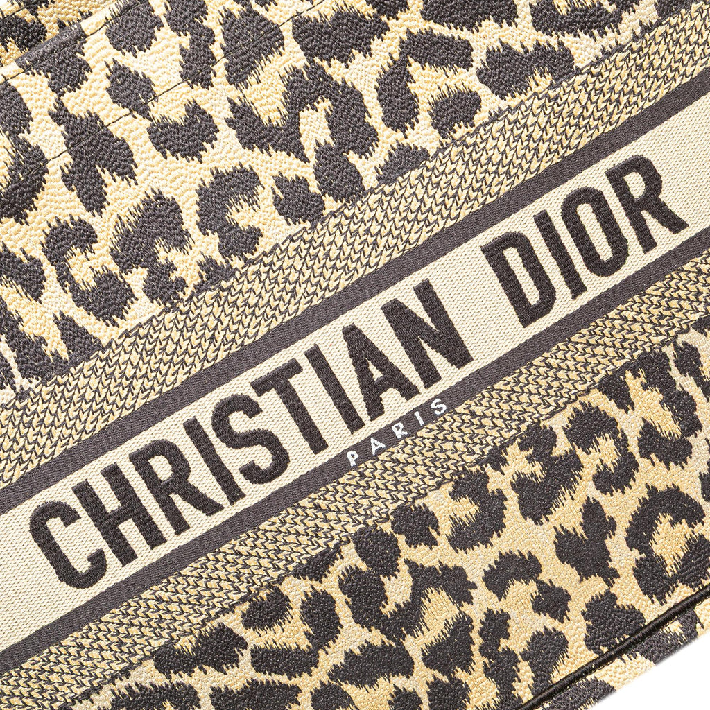 Dior Mizza Medium Embroidered Canvas Leopard Book Tote