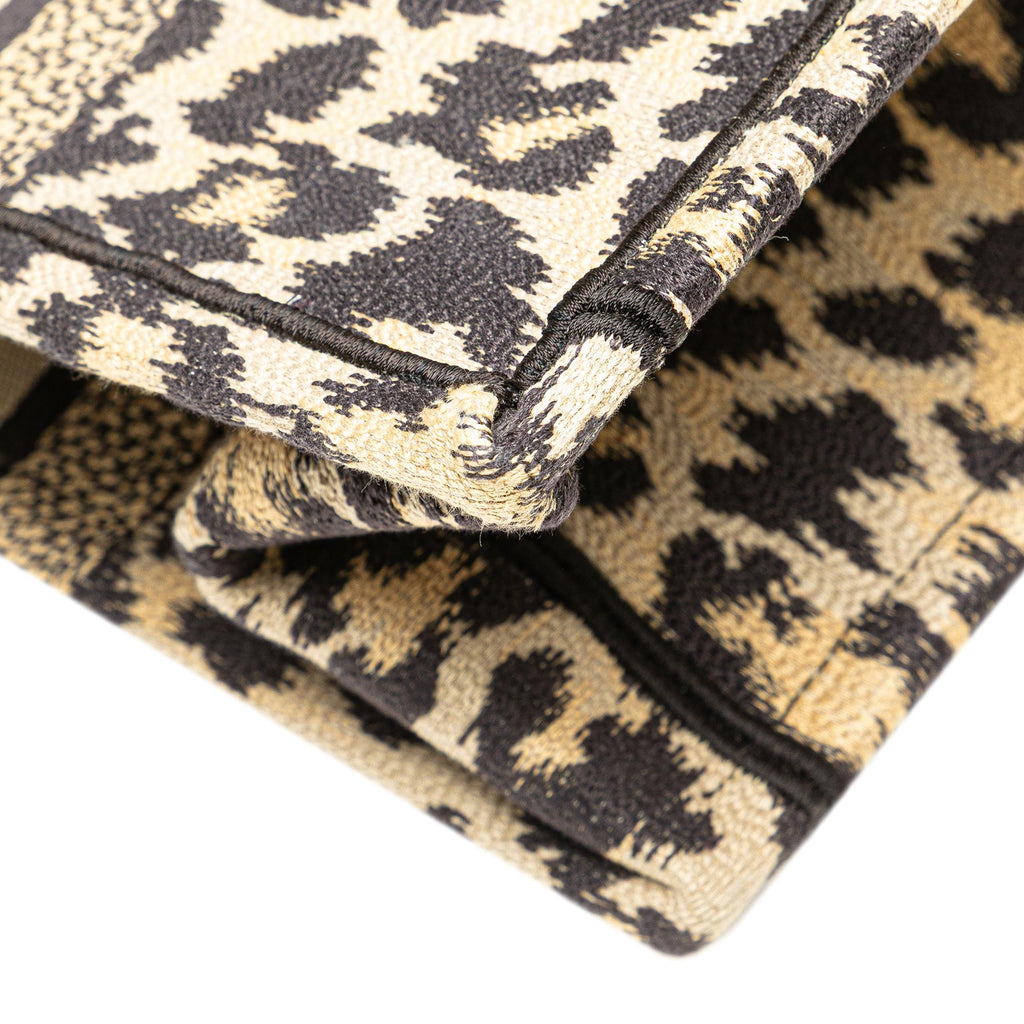 Dior Mizza Medium Embroidered Canvas Leopard Book Tote