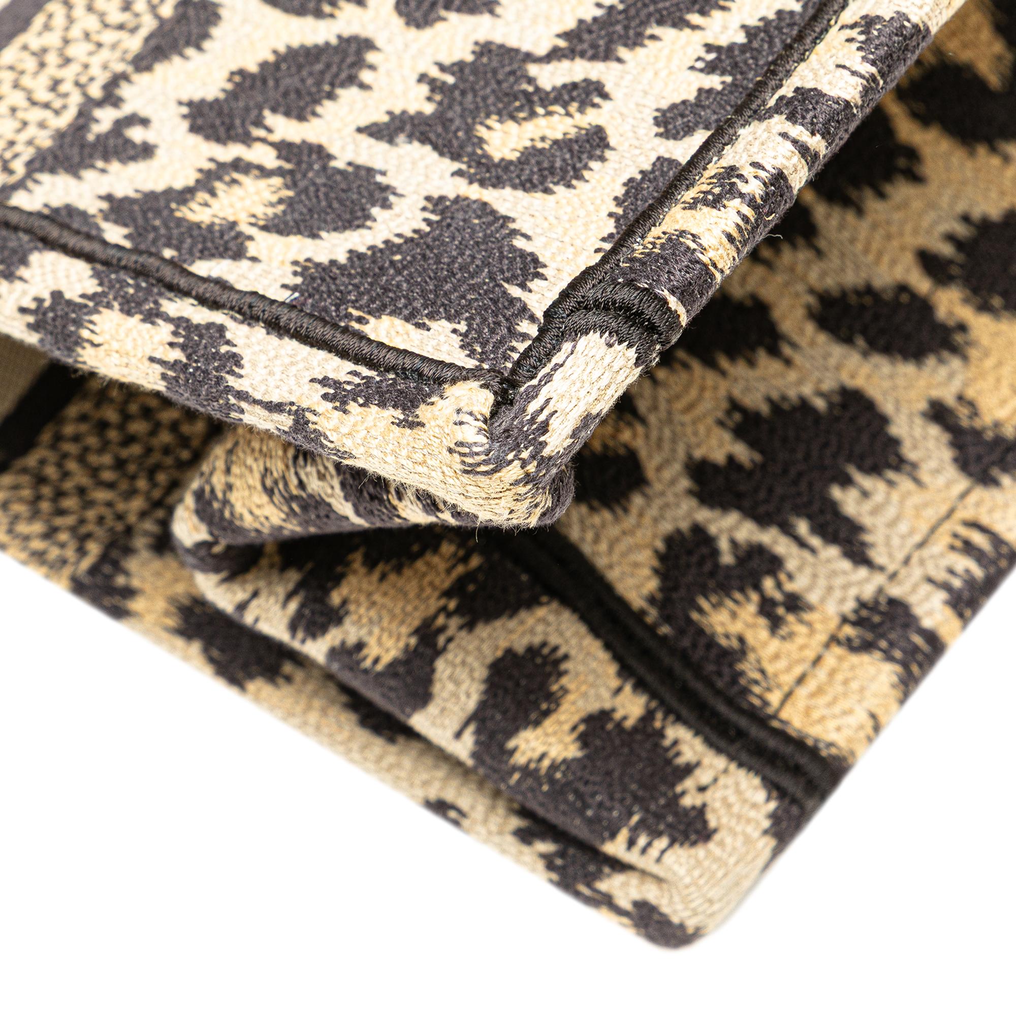 Dior Mizza Medium Embroidered Canvas Leopard Book Tote