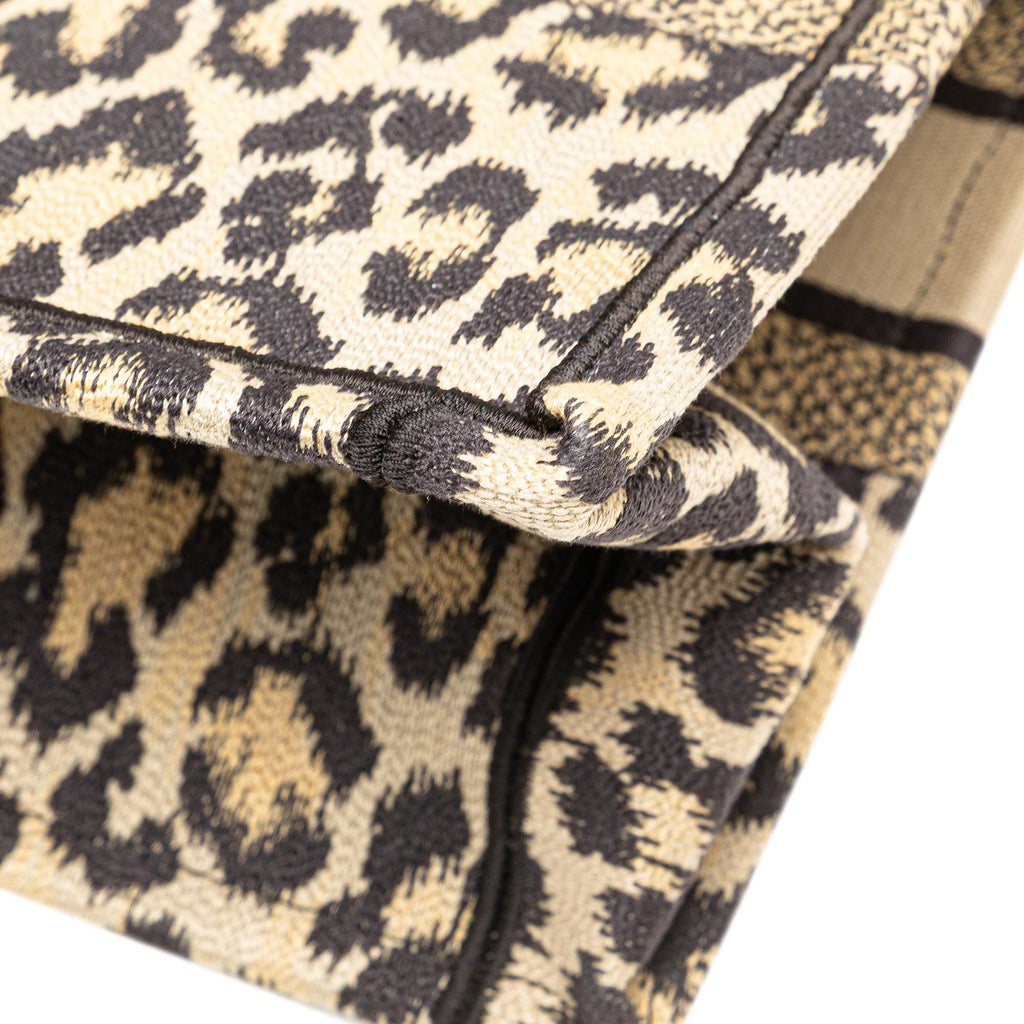 Dior Mizza Medium Embroidered Canvas Leopard Book Tote