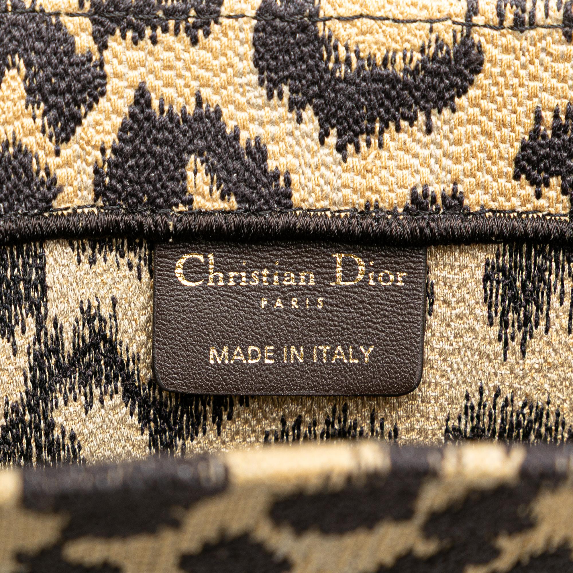 Dior Mizza Medium Embroidered Canvas Leopard Book Tote