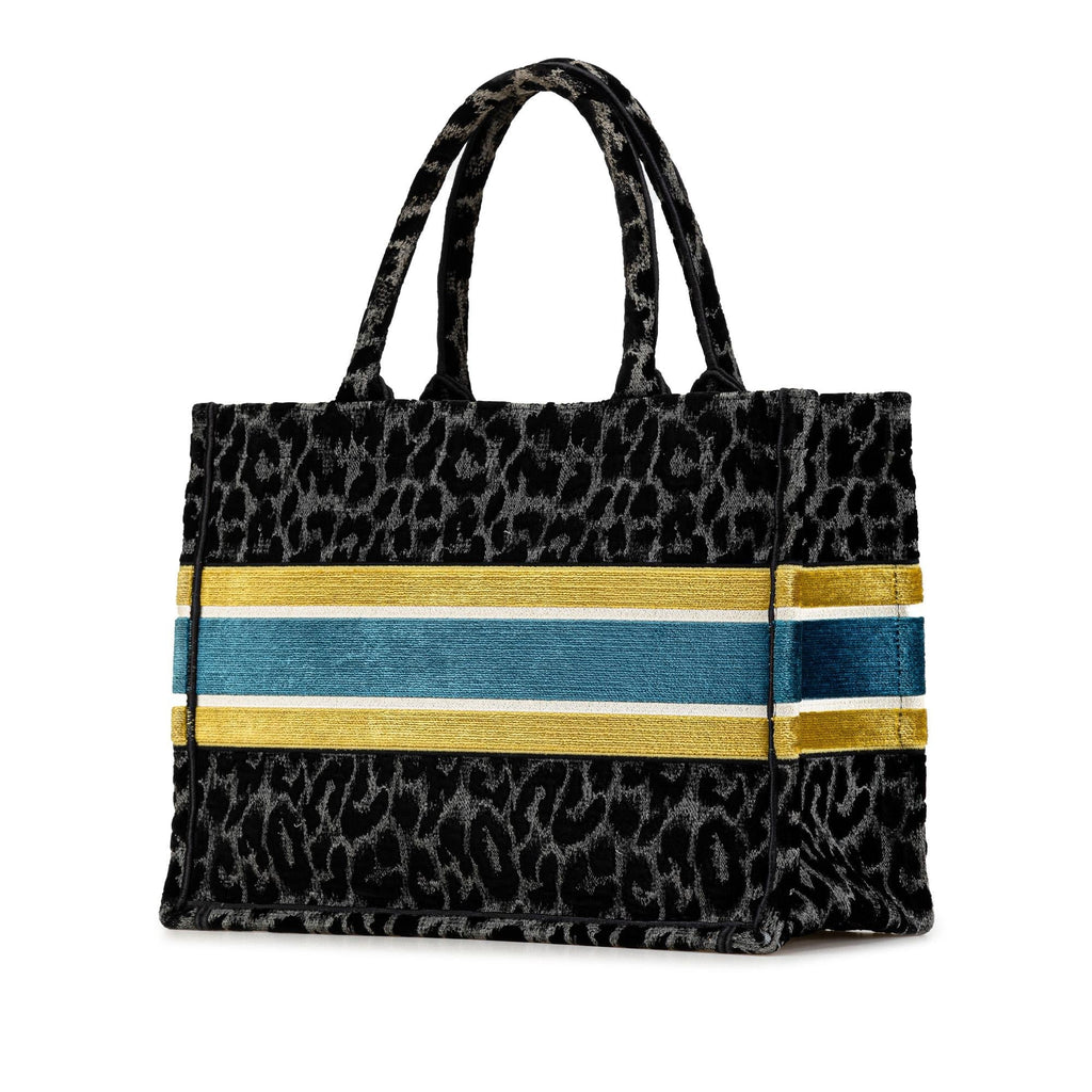 Dior Mizza Medium Embroidered Canvas Leopard Book Tote