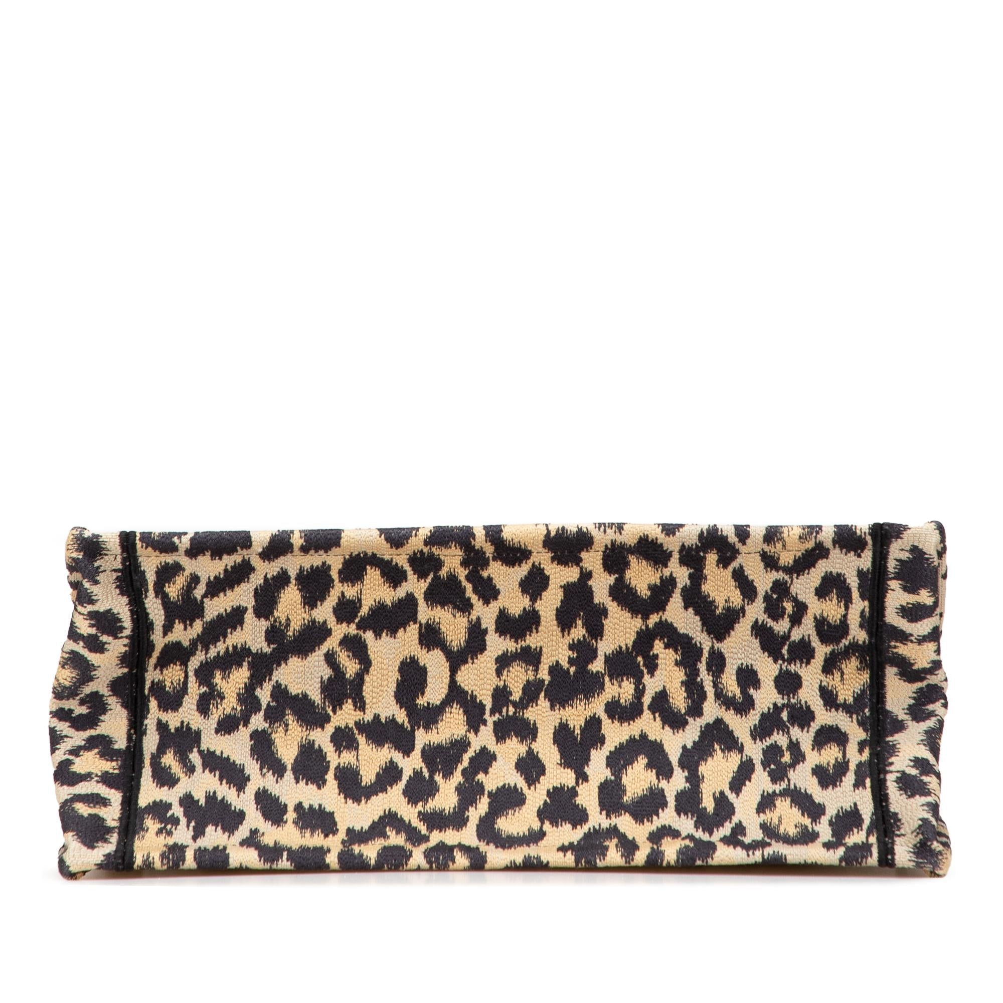 Dior Mizza Medium Embroidered Canvas Leopard Book Tote