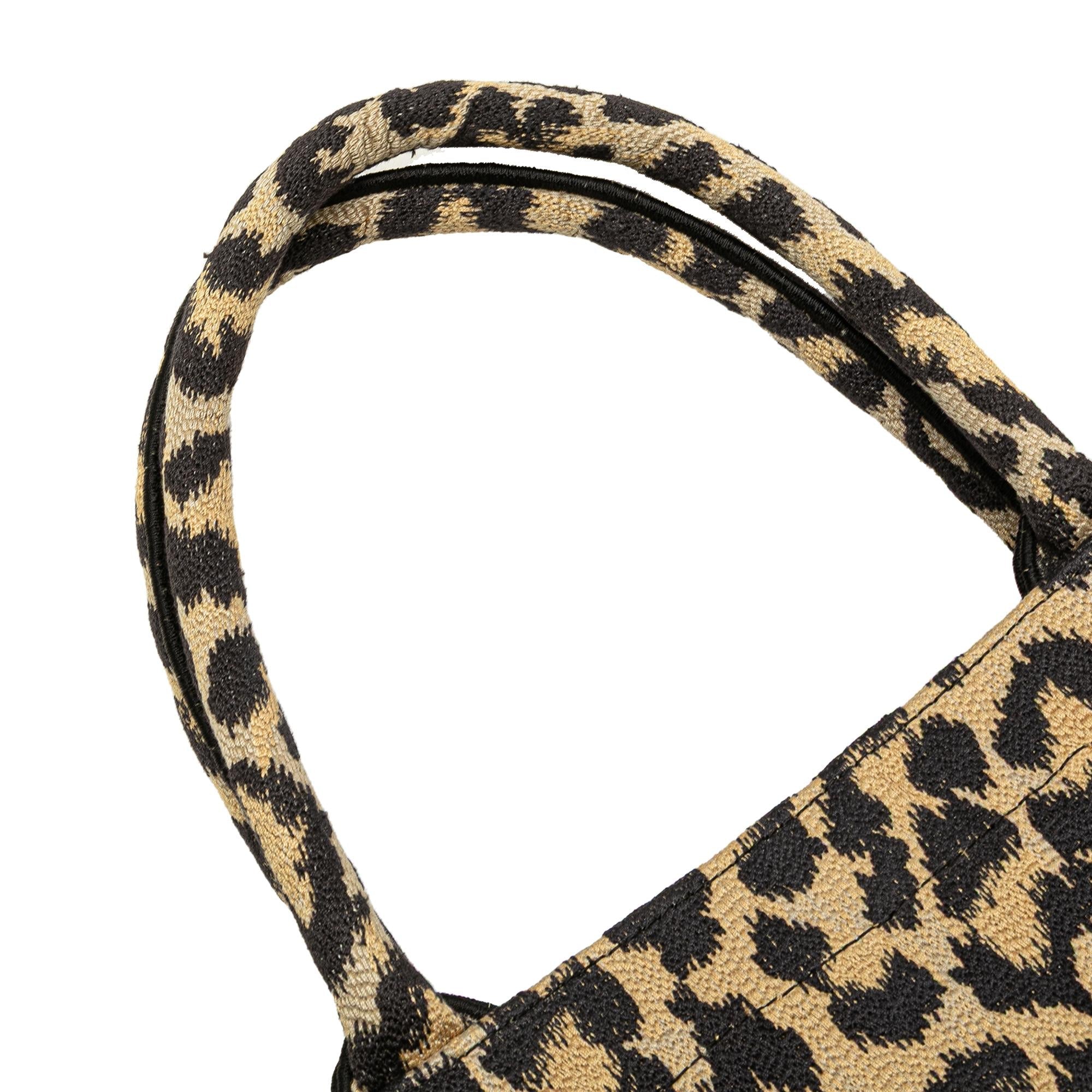 Dior Mizza Medium Embroidered Canvas Leopard Book Tote
