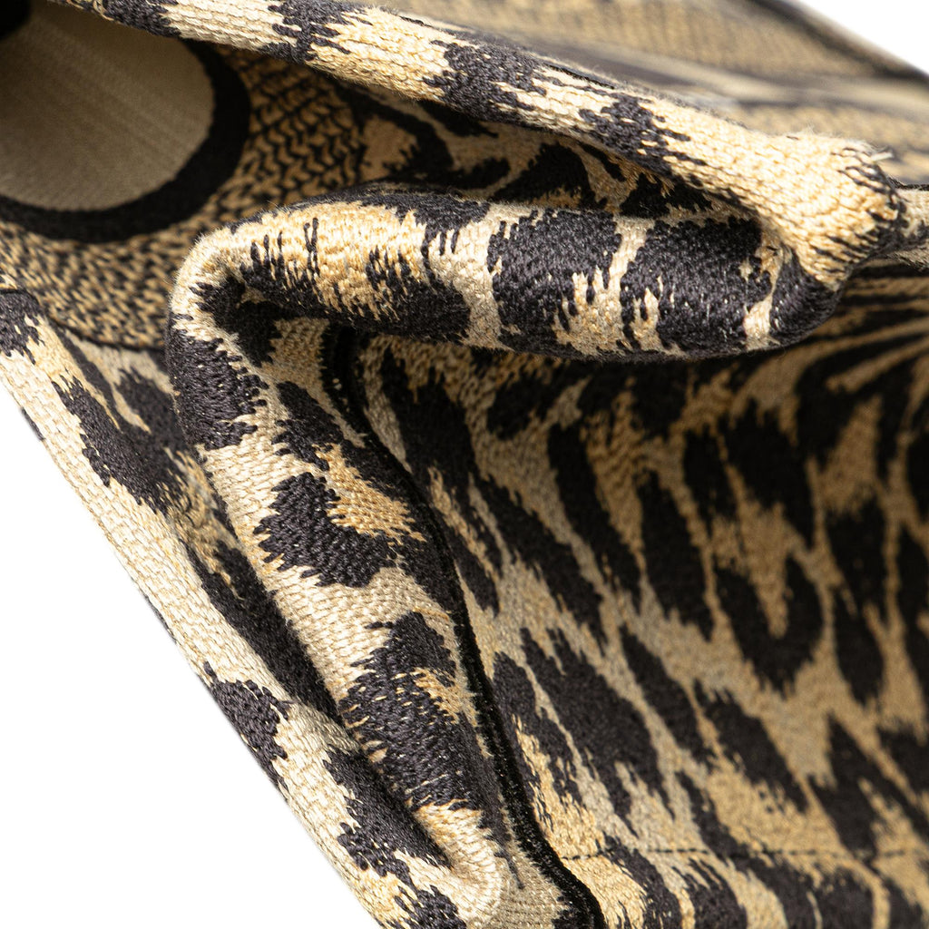 Dior Mizza Medium Embroidered Canvas Leopard Book Tote
