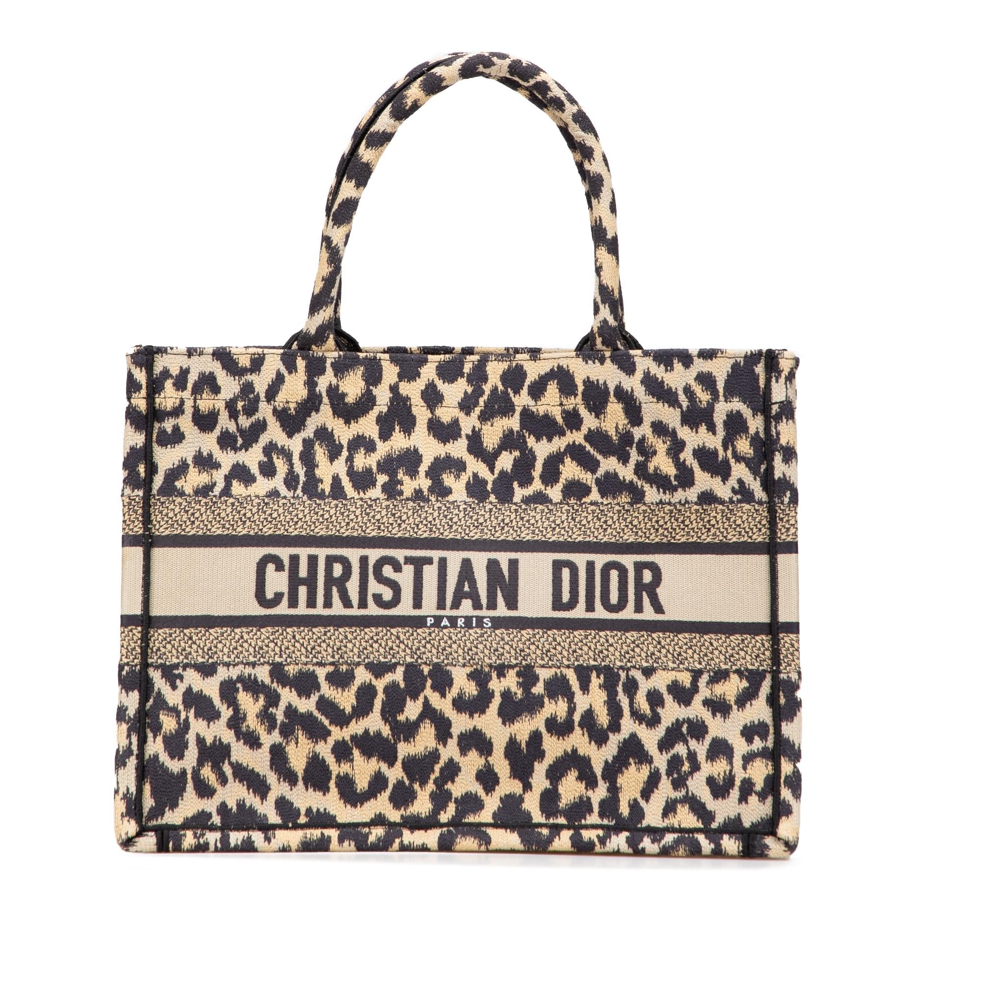Dior Mizza Medium Embroidered Canvas Leopard Book Tote