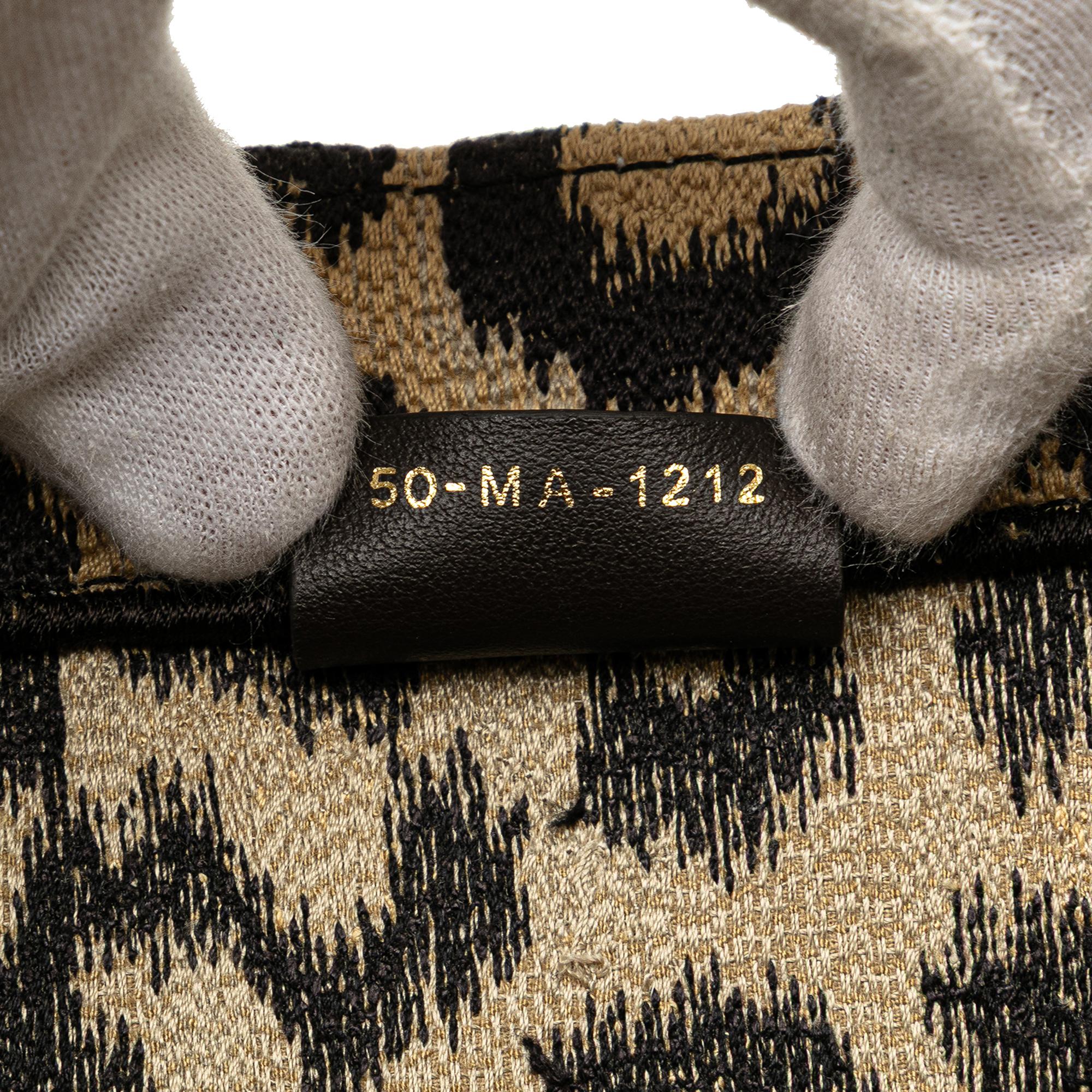 Dior Mizza Medium Embroidered Canvas Leopard Book Tote