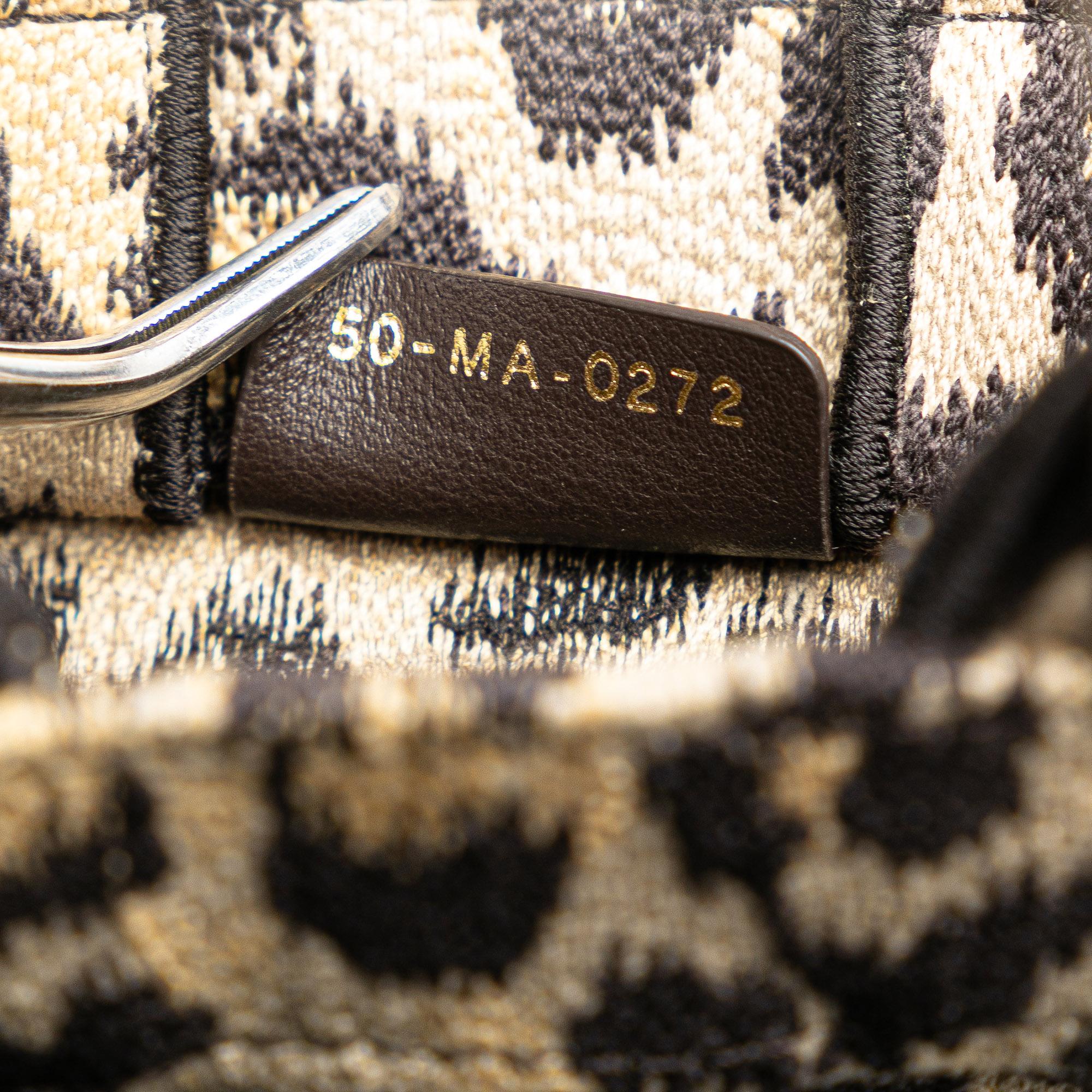 Dior Mizza Mini Embroidered Canvas Leopard Vertical Book Tote