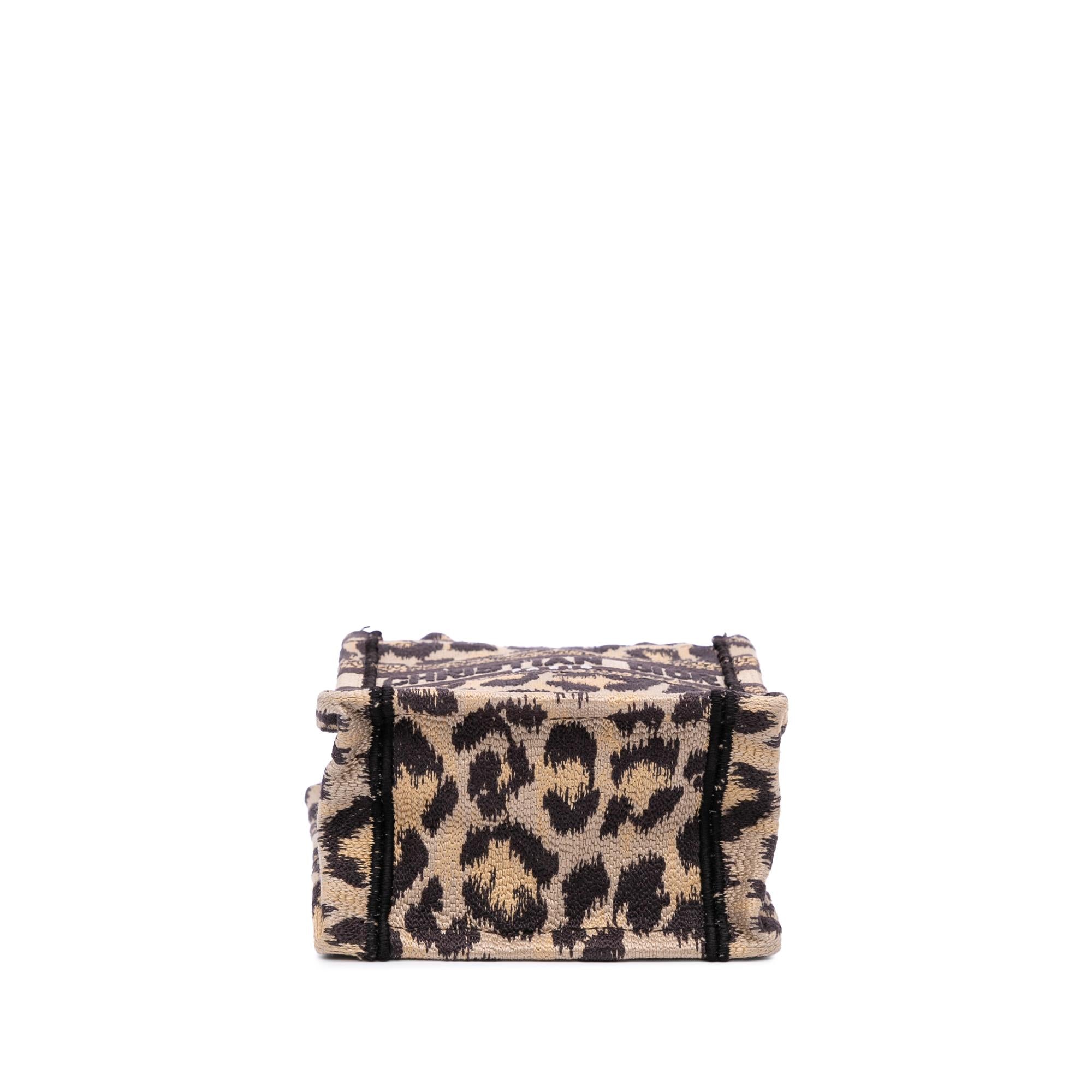 Dior Mizza Mini Embroidered Canvas Leopard Vertical Book Tote