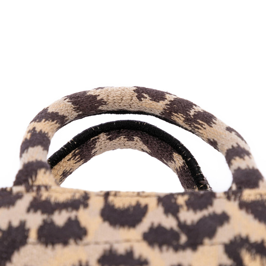 Dior Mizza Mini Embroidered Canvas Leopard Vertical Book Tote