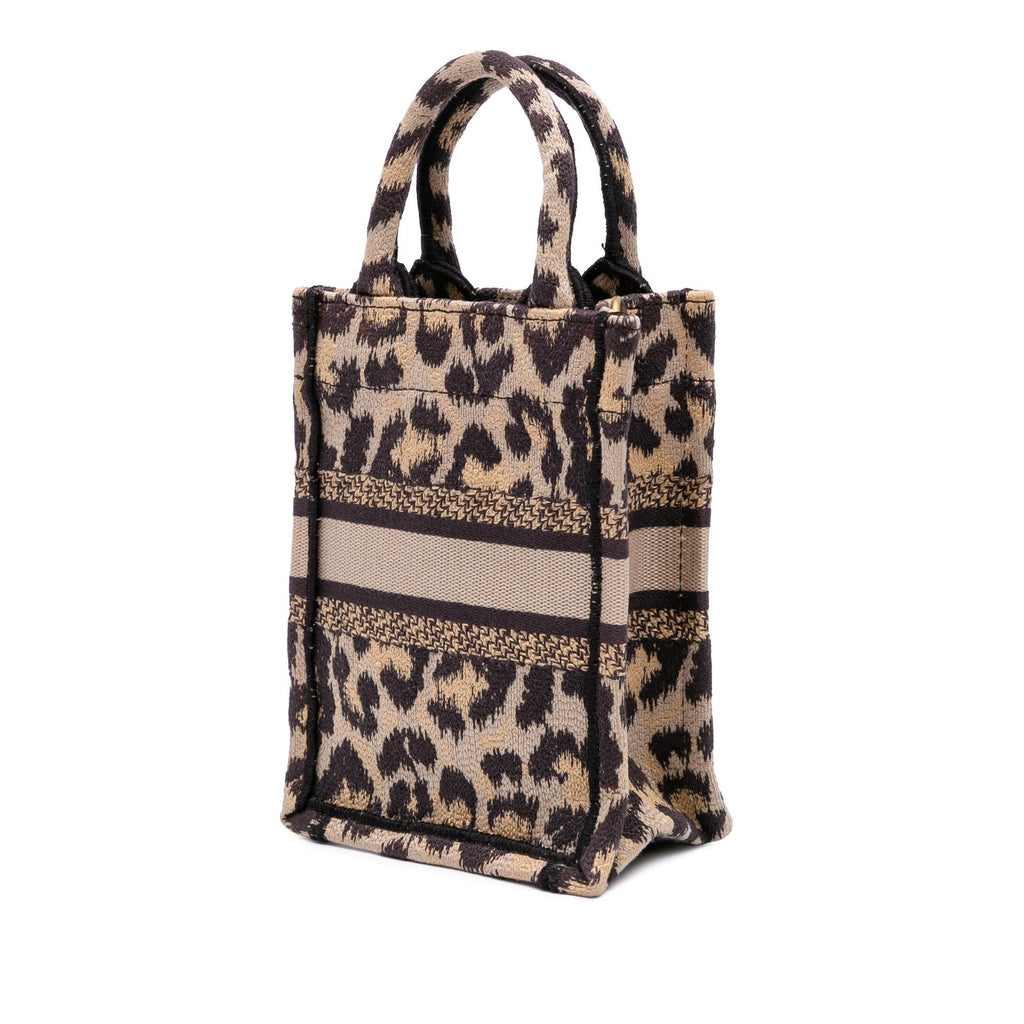 Dior Mizza Mini Embroidered Canvas Leopard Vertical Book Tote