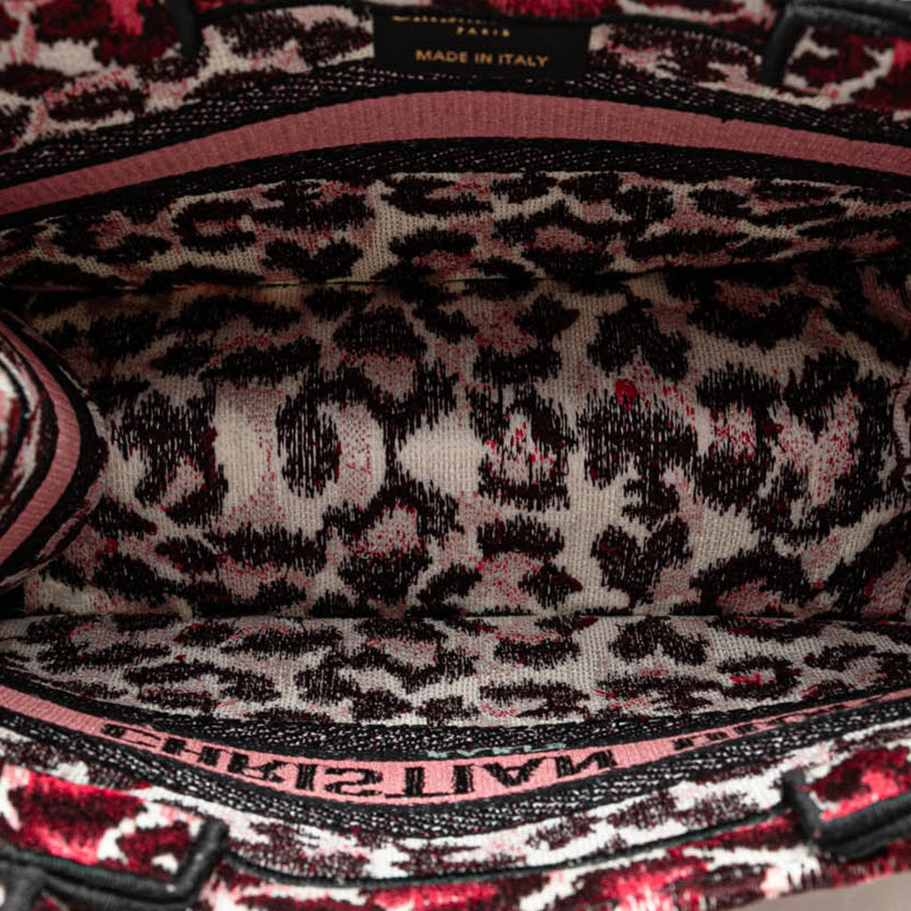Dior Mizza Small Embroidered Canvas Leopard Book Tote