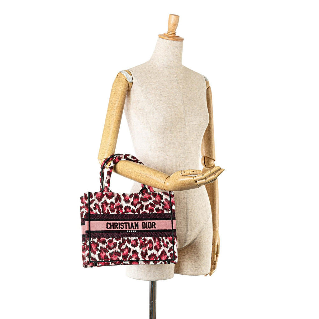 Dior Mizza Small Embroidered Canvas Leopard Book Tote