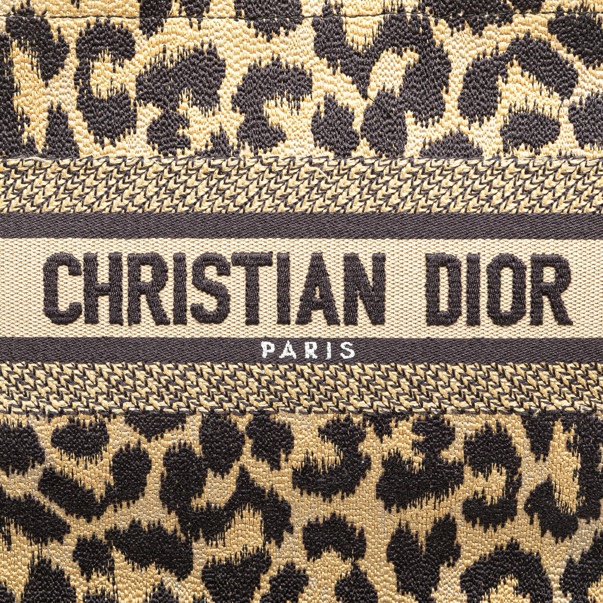 Dior Mizza Small Embroidered Canvas Leopard Book Tote