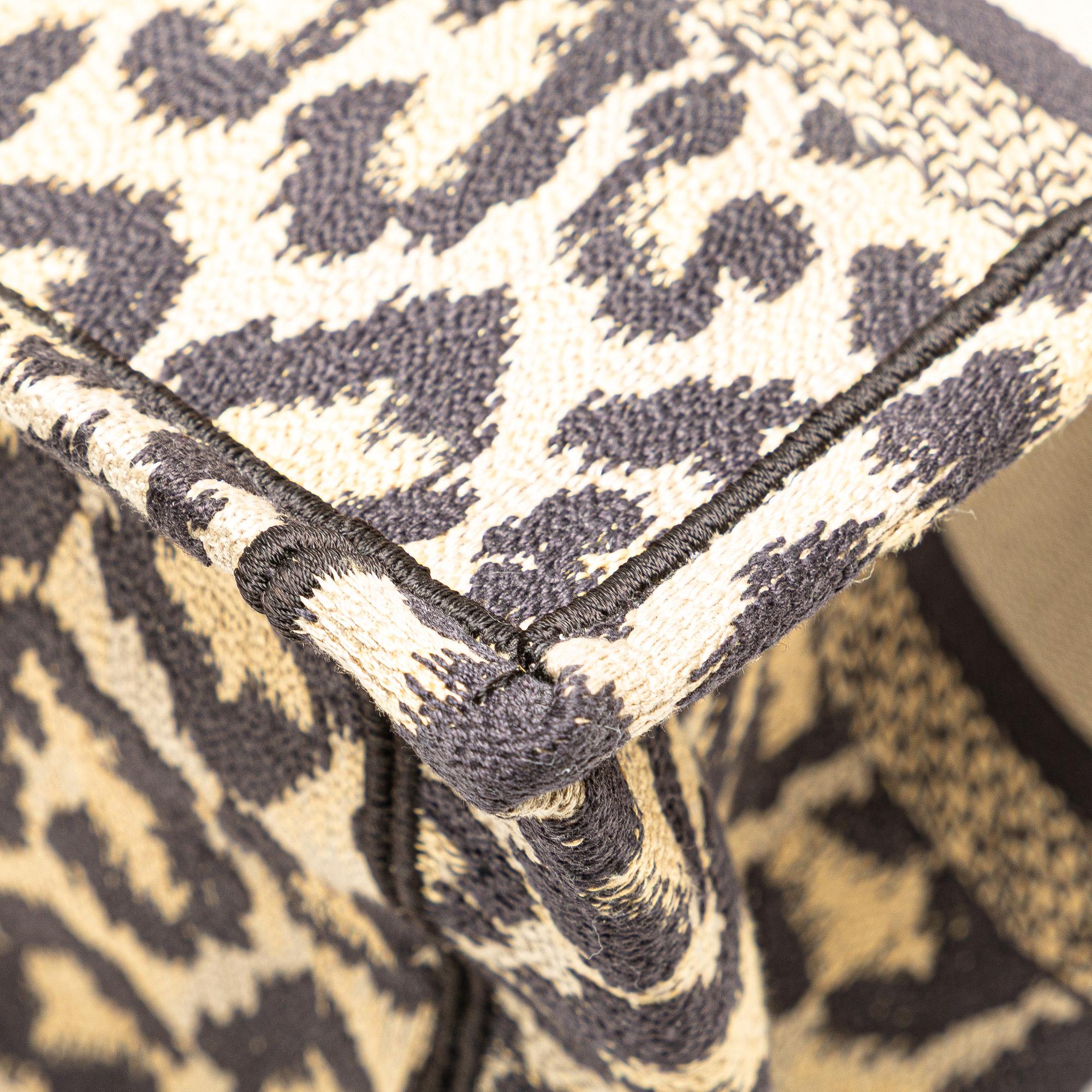 Dior Mizza Small Embroidered Canvas Leopard Book Tote
