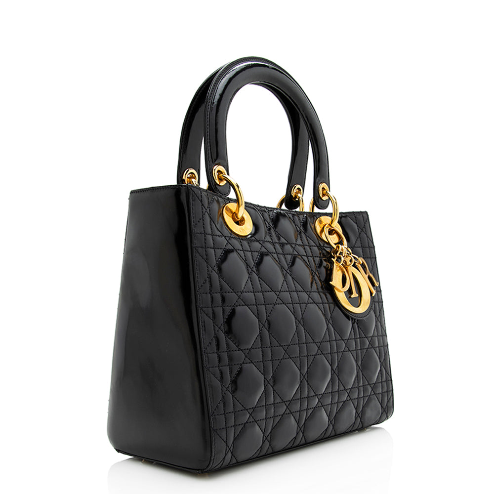 Dior 1:1 Rep Leather Lady Dior Medium Tote (SHF-20993)