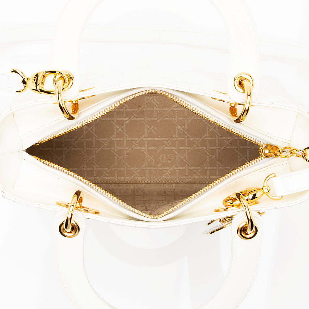 Dior 1:1 Rep Leather Lady Dior Medium Tote (SHF-20994)