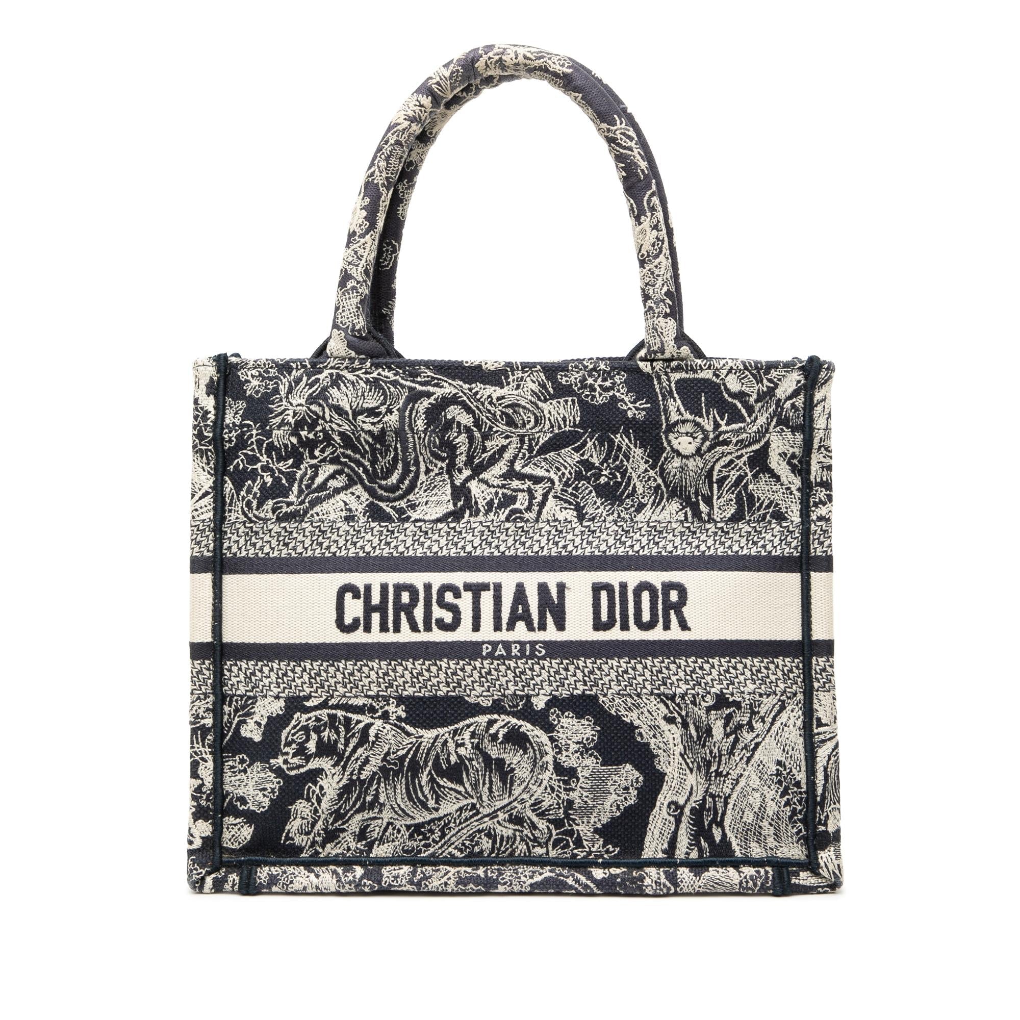 Dior Small Canvas Embroidered Reverse Dioriviera Toile De Jouy Book Tote