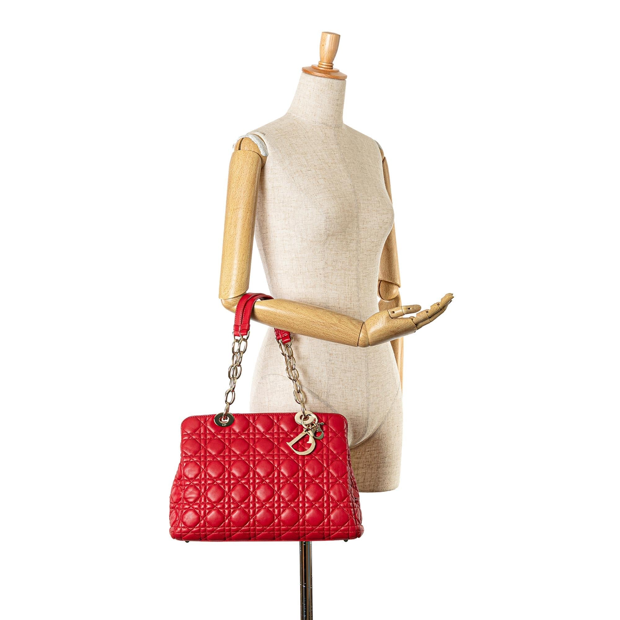Dior Small Lambskin Cannage Soft Zipped Shopping Tote (SHG-AncejF)