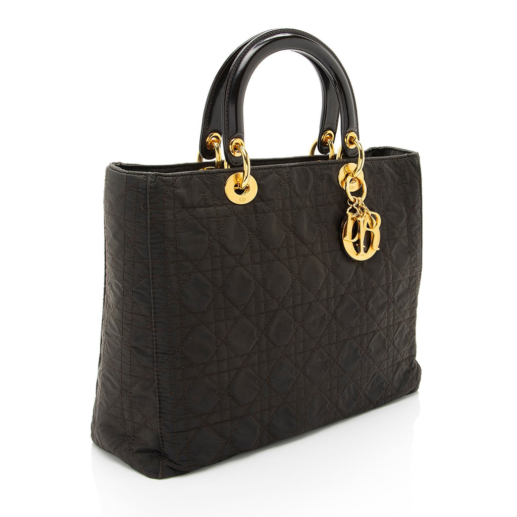 Dior Vintage Nylon Lady Dior Large Tote (SHF-H6QkZD)