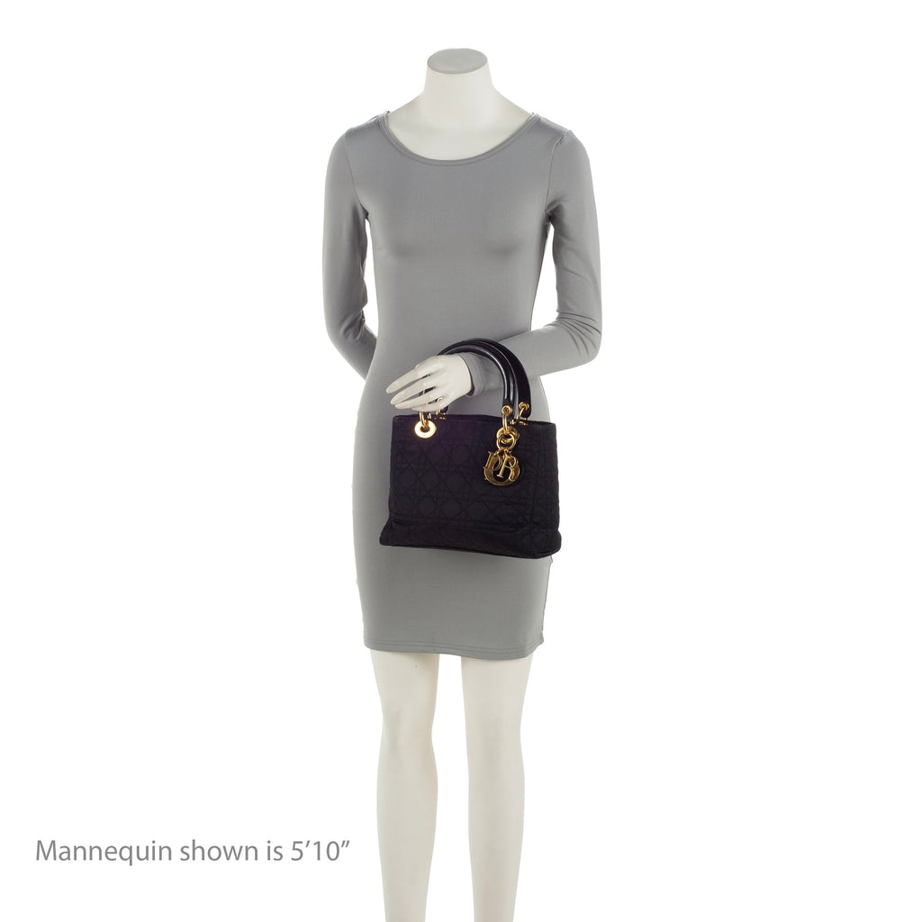 Dior Vintage Nylon Lady Dior Medium Tote (SHF-23881)