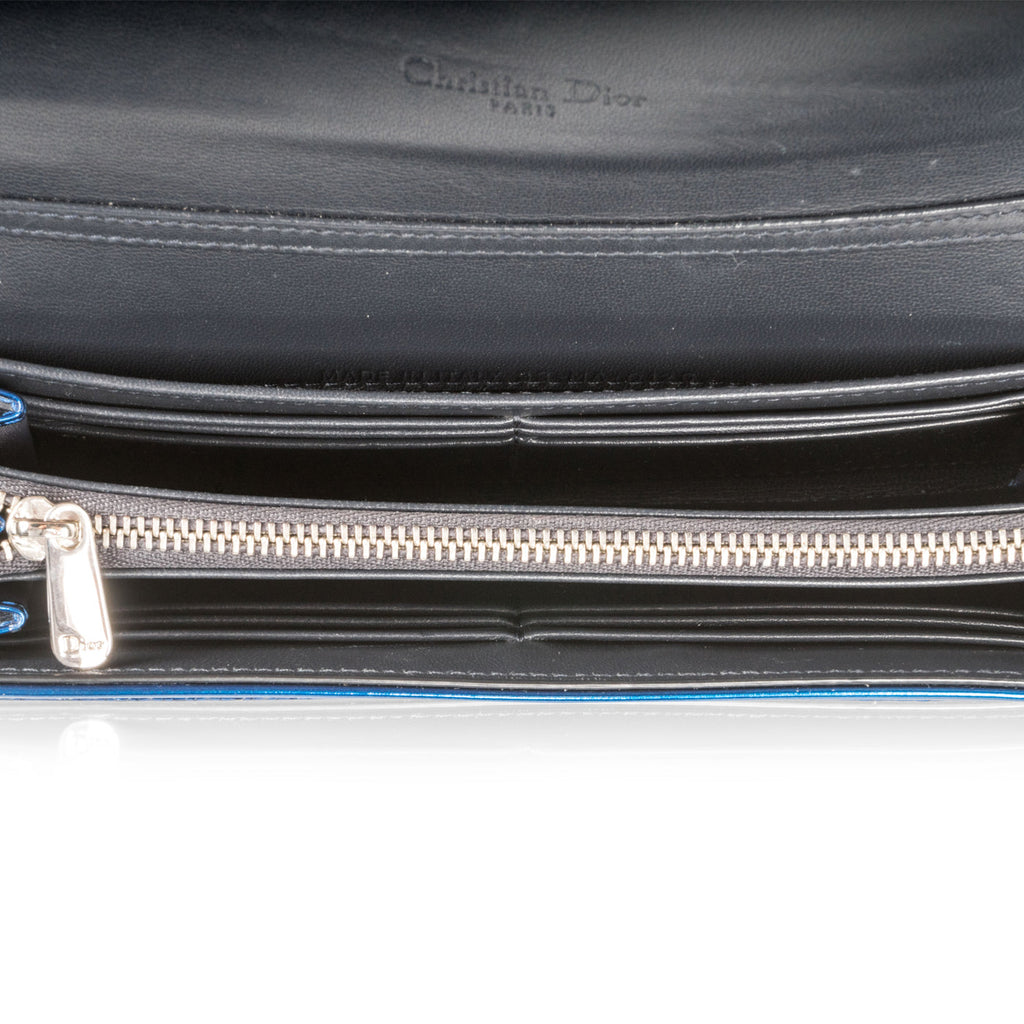 Cannage Metallic Wallet Blue