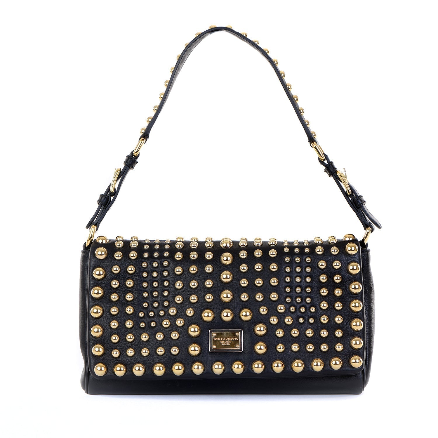 Leather Gold Studded Shoulder Bag