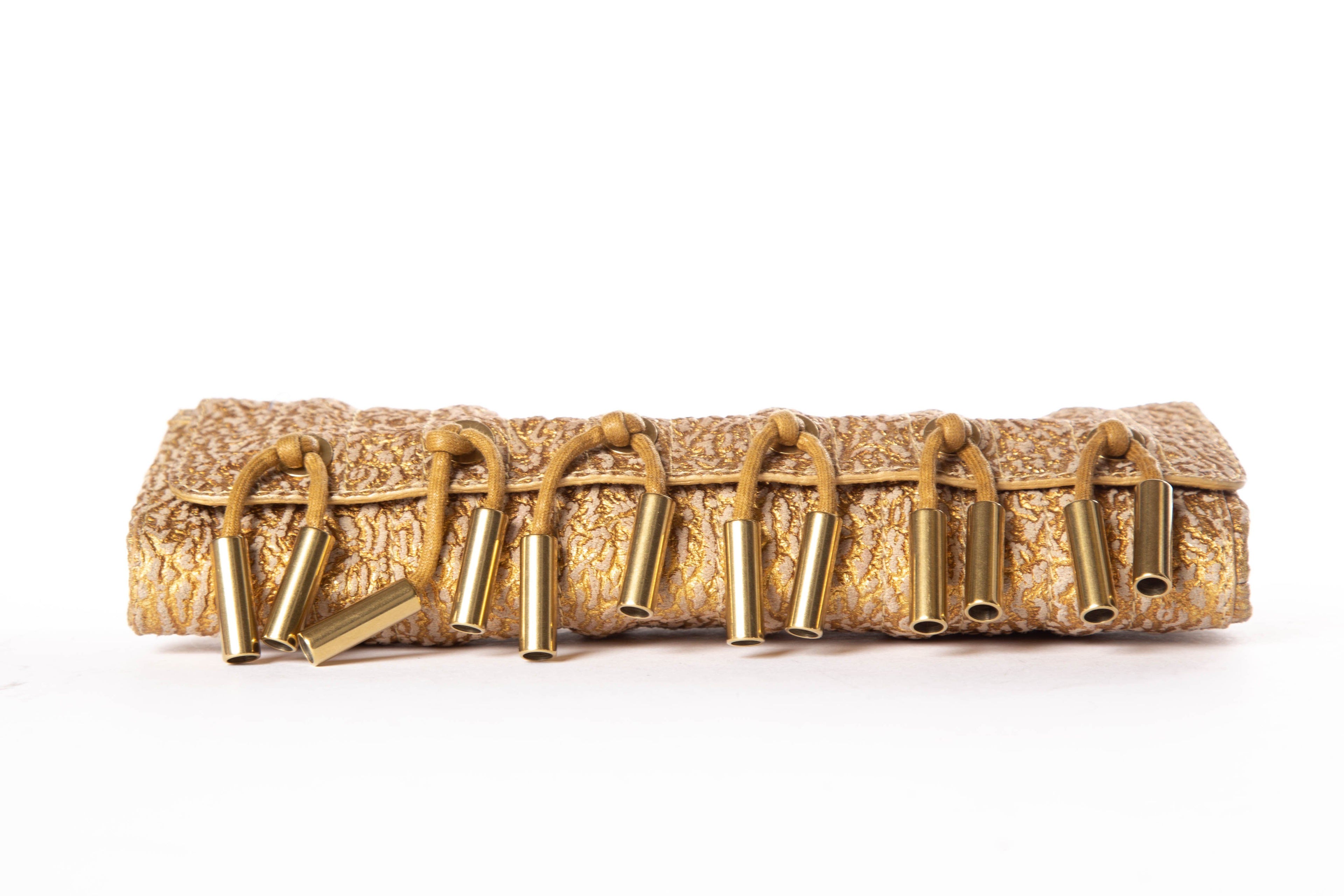 Donna Karan Metallic Gold Magnetic Closure Clutch