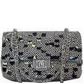 Chanel Black/White Striped Medium Flap Shoulder Bag - Sale