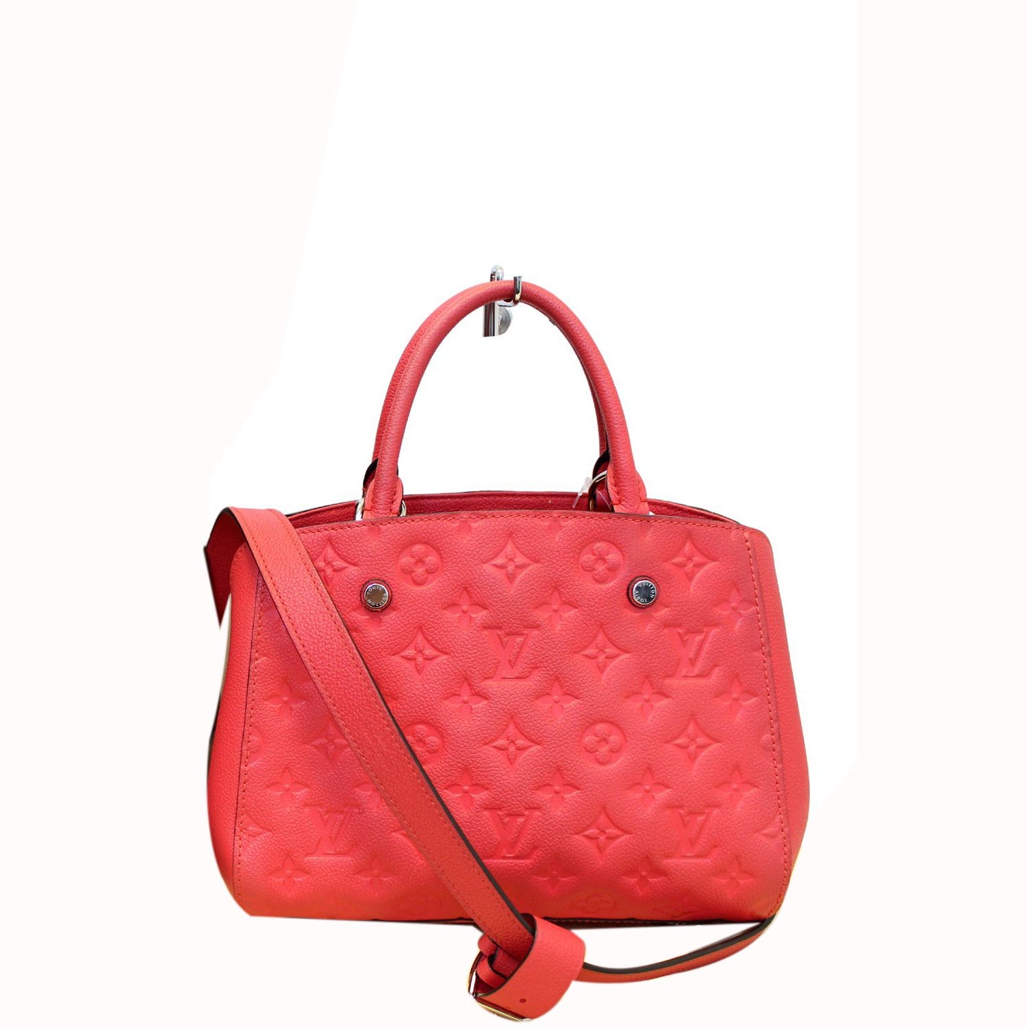 LOUIS VUITTON Montaigne BB Empreinte Leather Shoulder Bag Cherry