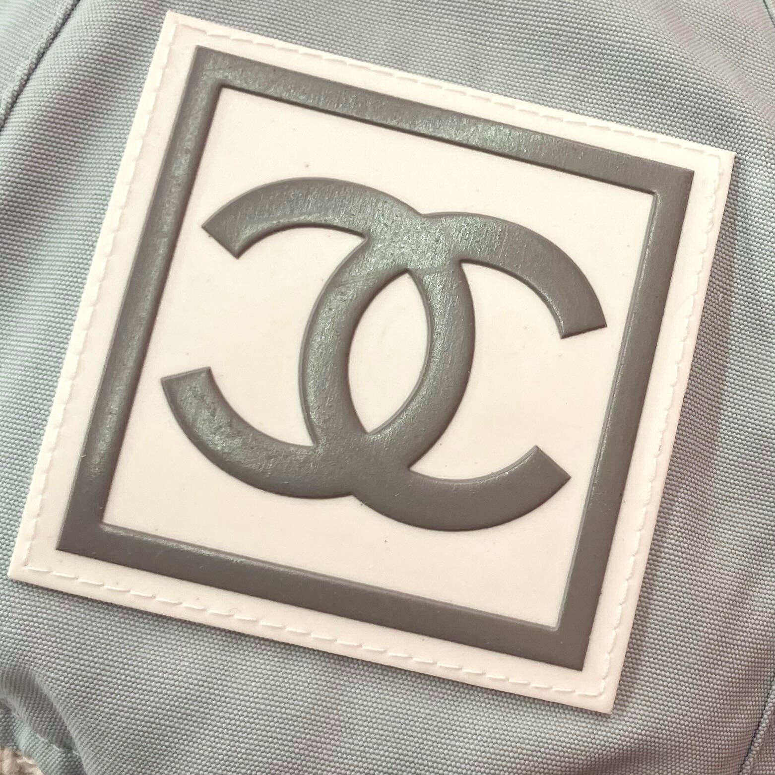 Chanel Light Blue Knit Cap Hat Sport Line #M Small Good