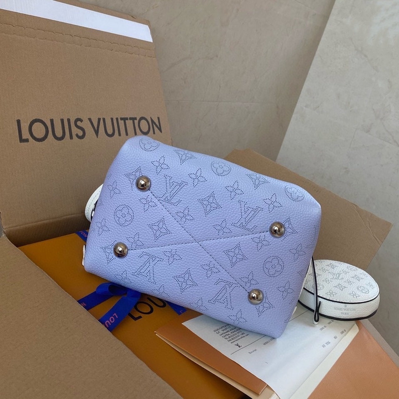 Louis Vuitton Bella Bucket Bag Light Blue For Women,  Shoulder And Crossbody Bags 7.5in/19cm Louis Vuitton M57856