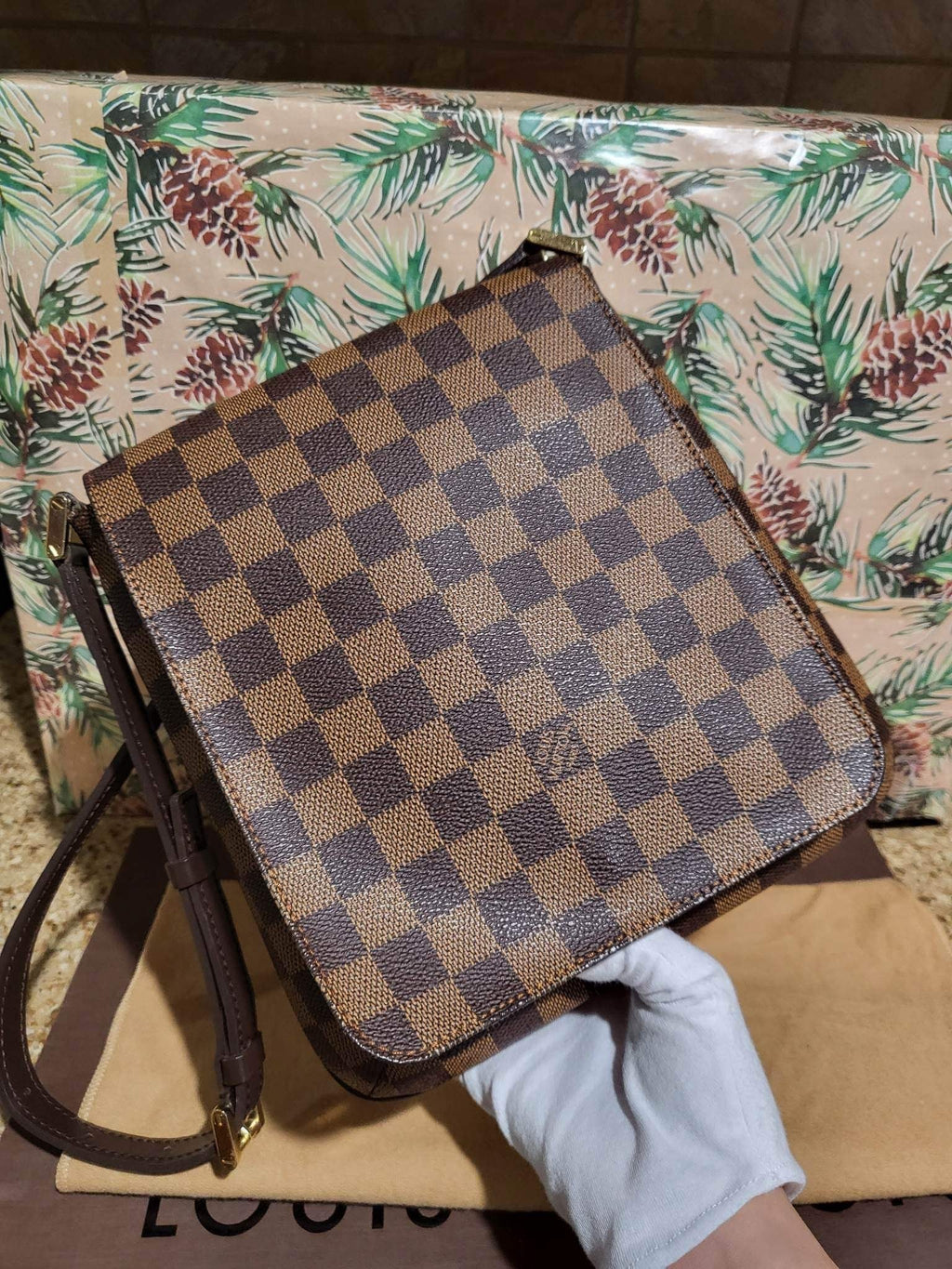 Musette Salsa PM Damier Ebene Shoulder Bag