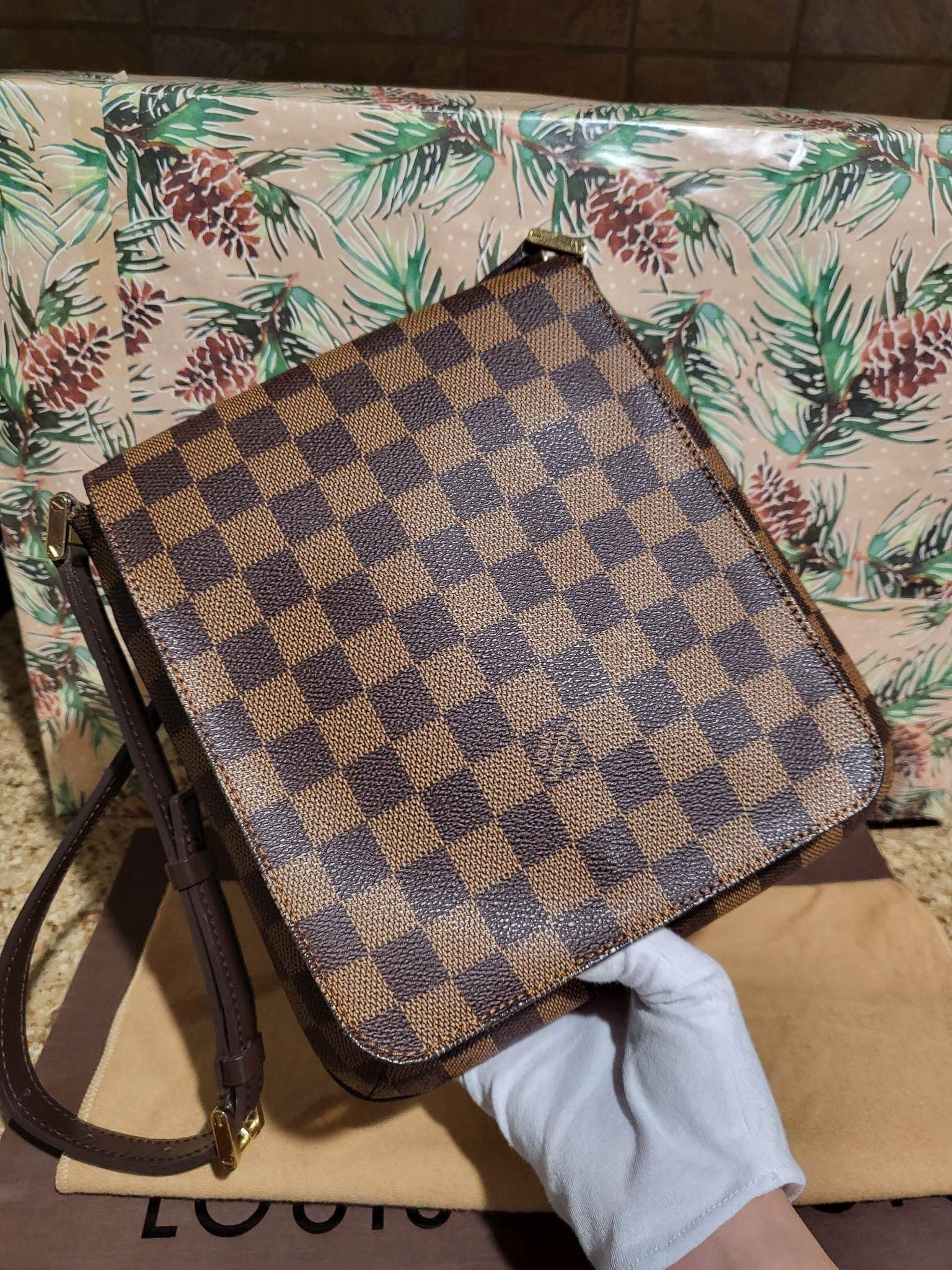 Musette Salsa PM Damier Ebene Shoulder Bag