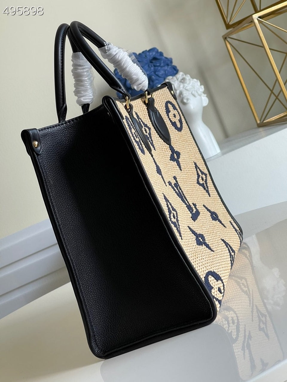 Louis Vuitton OnTheGo MM Tote Bag Monogram Rafa Navy Blue For Women,  Shoulder Bags 13.8in/35cm Louis Vuitton M57723