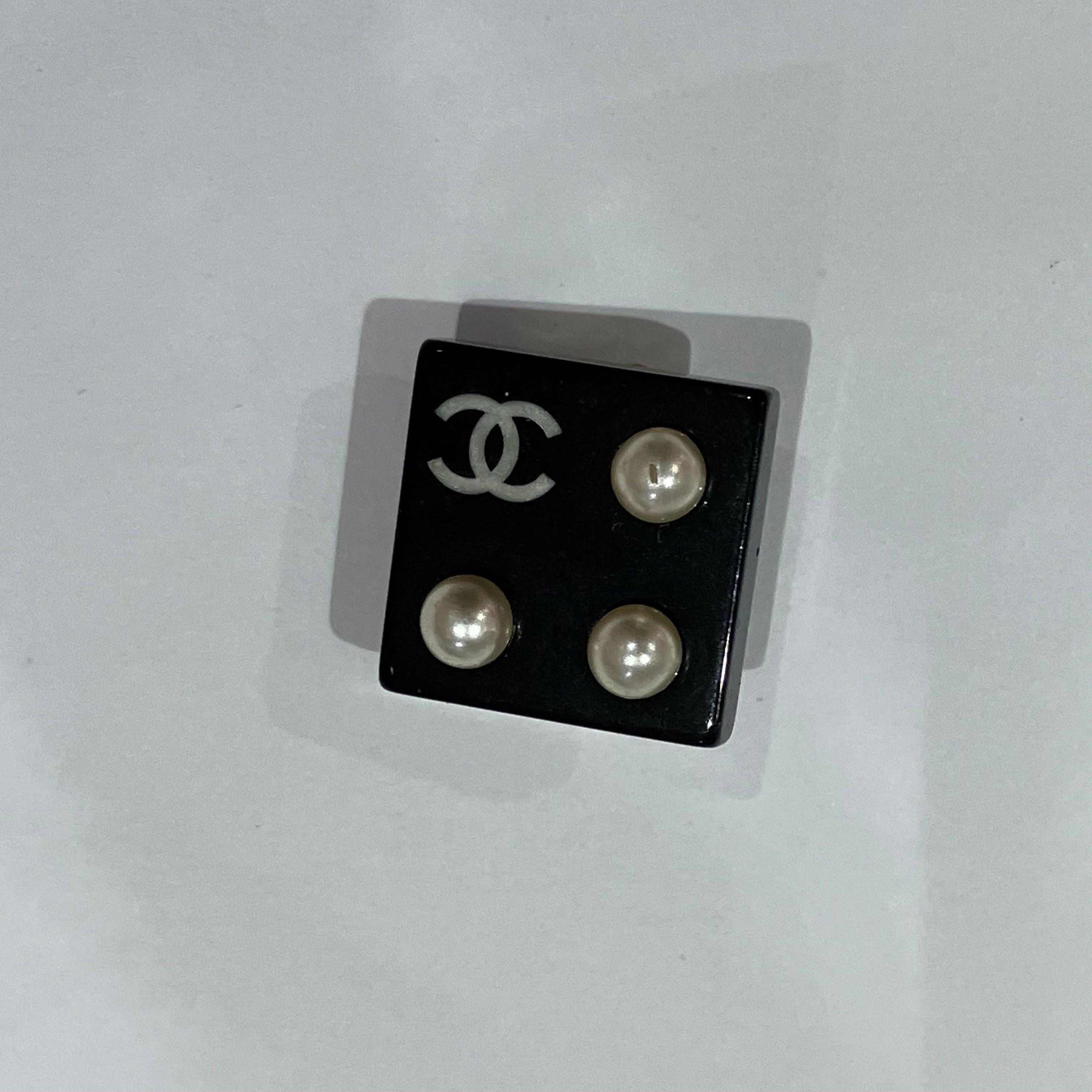 Chanel Square Earrings Clip-On Black 03C