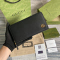 Gc 428736 Gucci Men's wallet cowhide real leather black gold zipper man