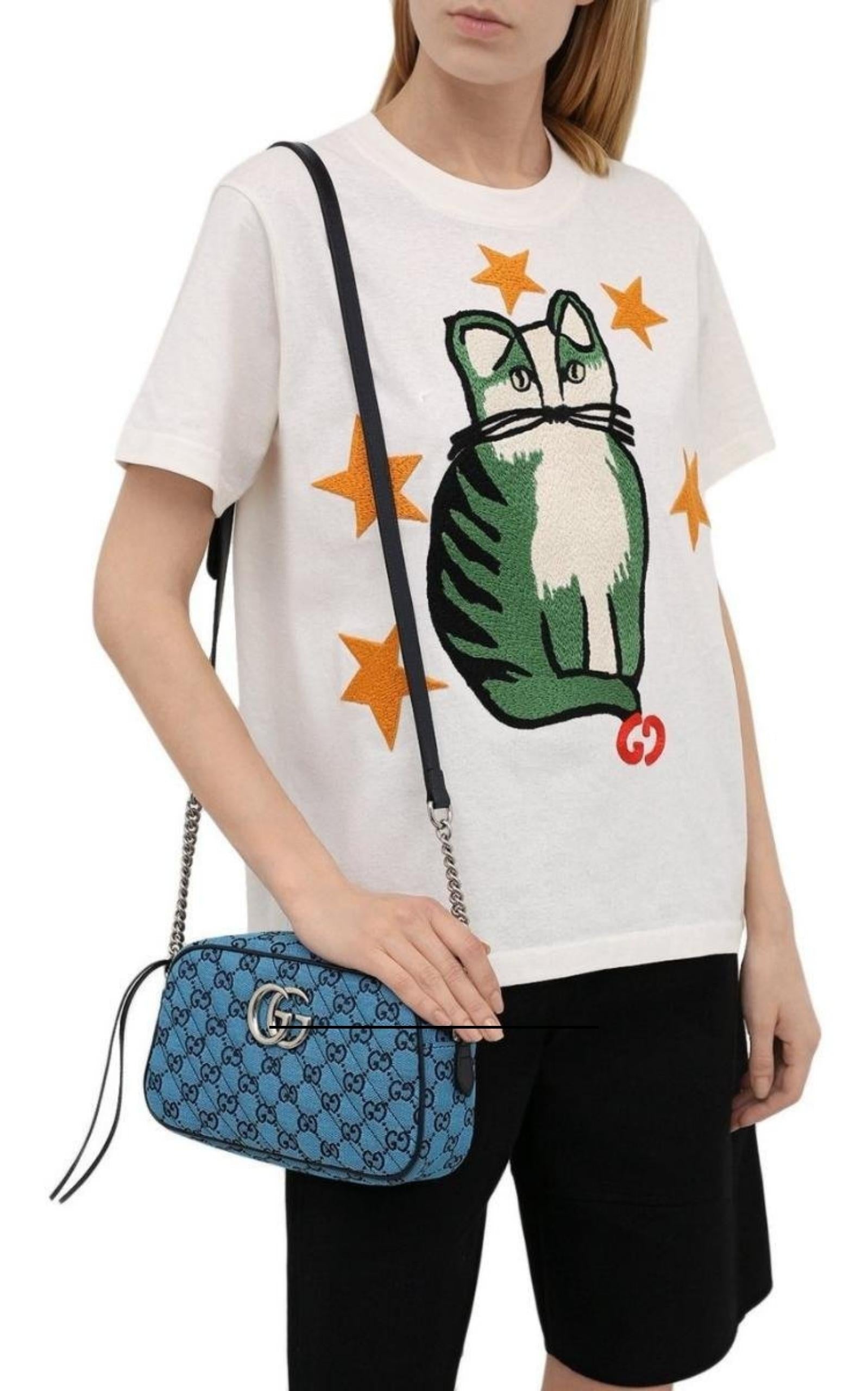Gucci Marmont Quilted Crossbody Bag in Blue