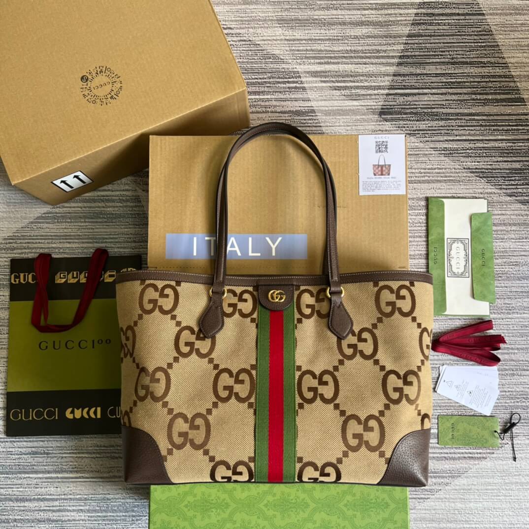 Gucci TOTE Bag Handbag Brown Medium Canvas 631685
