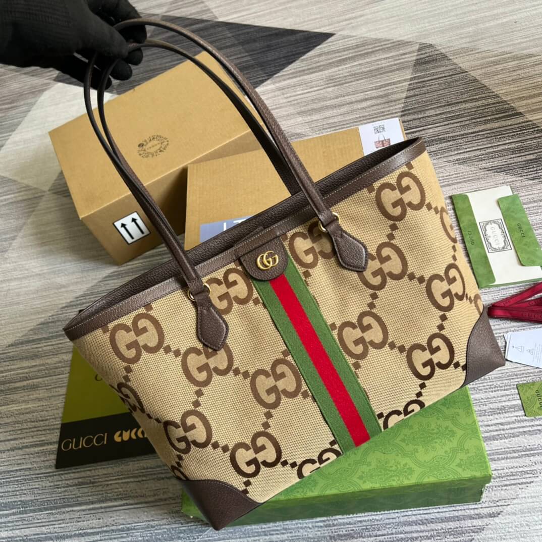 Gucci TOTE Bag Handbag Brown Medium Canvas 631685
