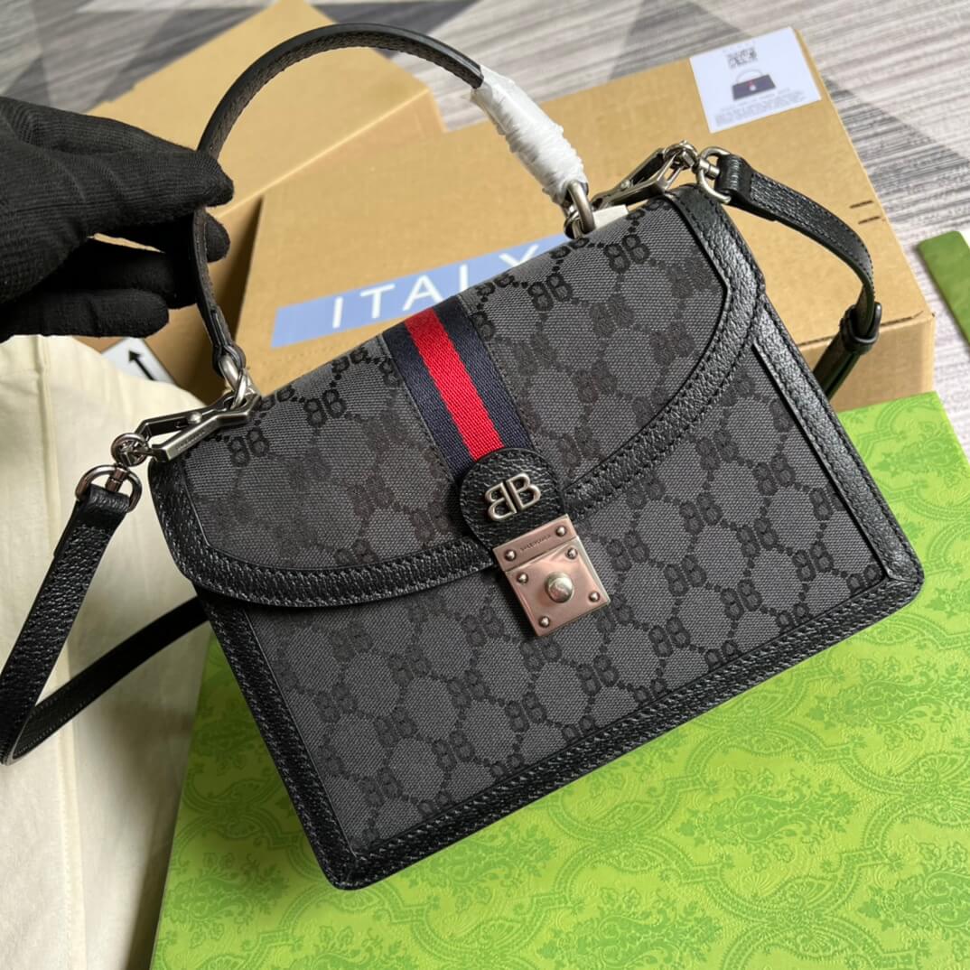 Gucci silver BB shoulder crossbody bag black Co branded style 680119