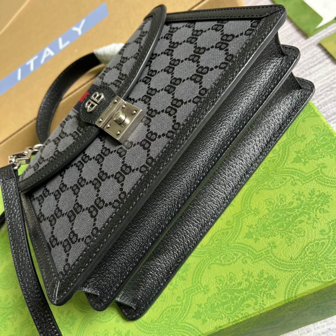 Gucci silver BB shoulder crossbody bag black Co branded style 680119