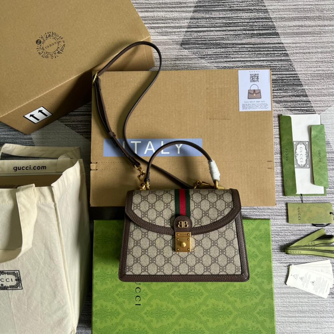 Gucci gold BB shoulder crossbody bag brown Co branded style 680119