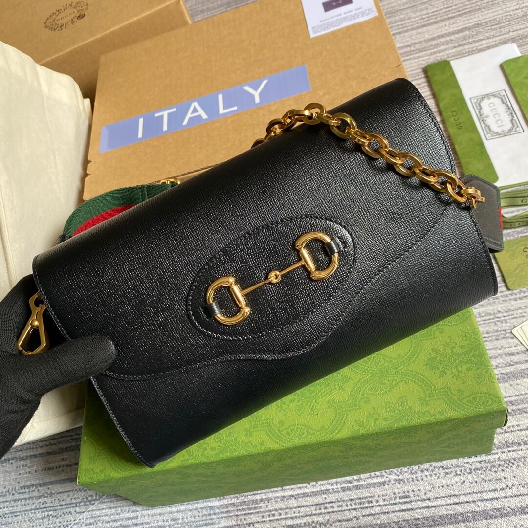 Gucci Horsebit Envelope chain sling bag black
