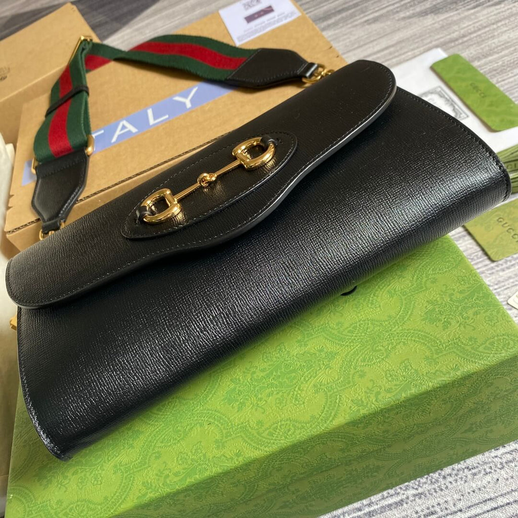 Gucci Horsebit Envelope chain sling bag black