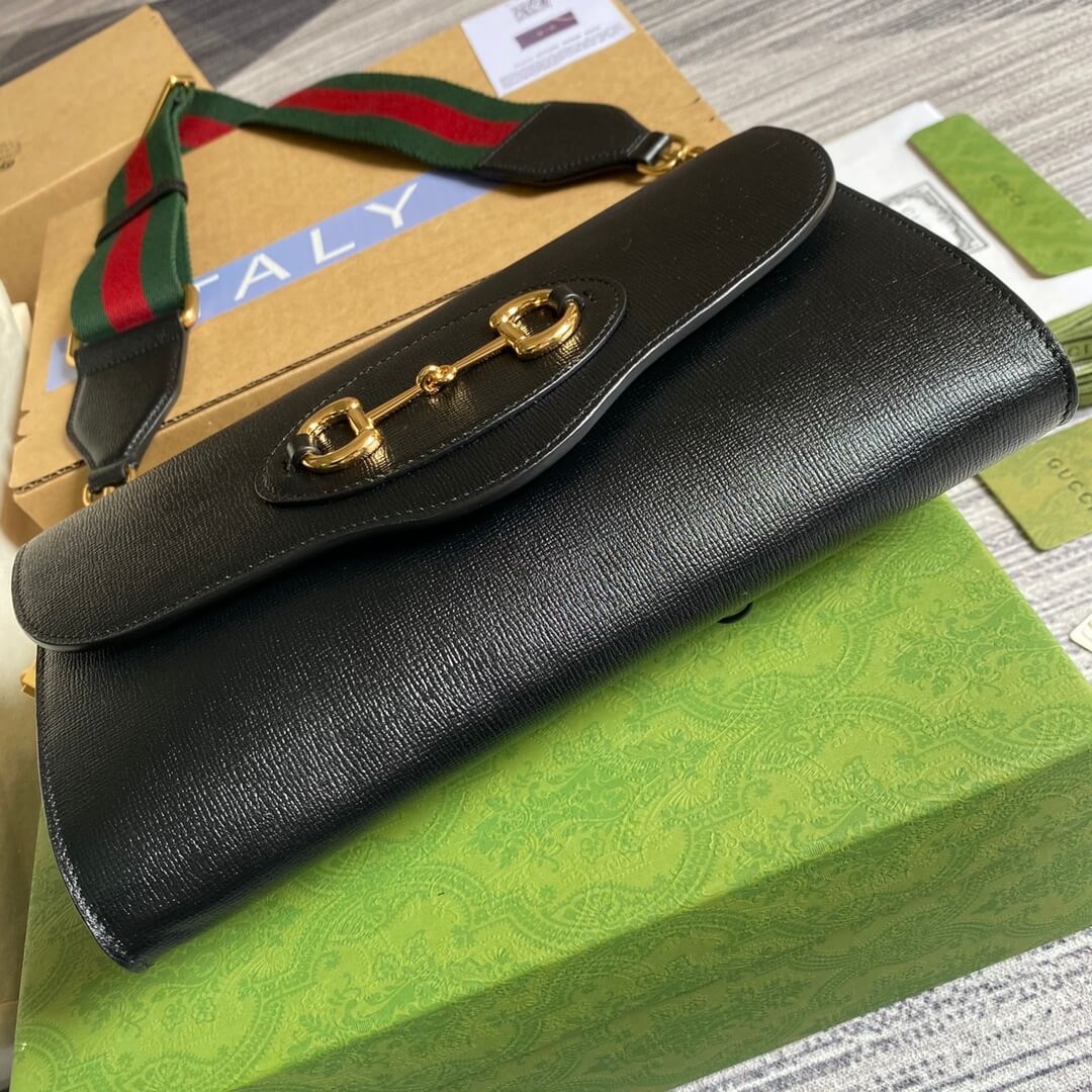 Gucci Horsebit Envelope chain sling bag black