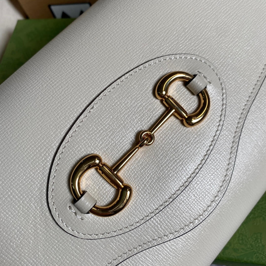 Gucci 677286 Horsebit Envelope chain sling bag white