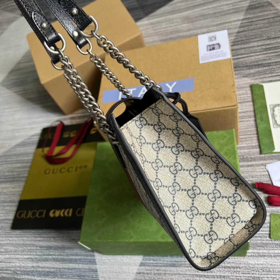 Gucci Padlock Chain small bag black Blue PVC silver hardware