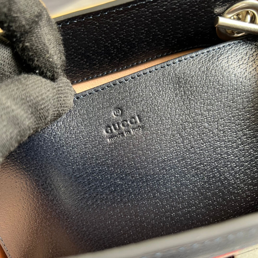 Gucci Padlock Chain small bag black Blue PVC silver hardware